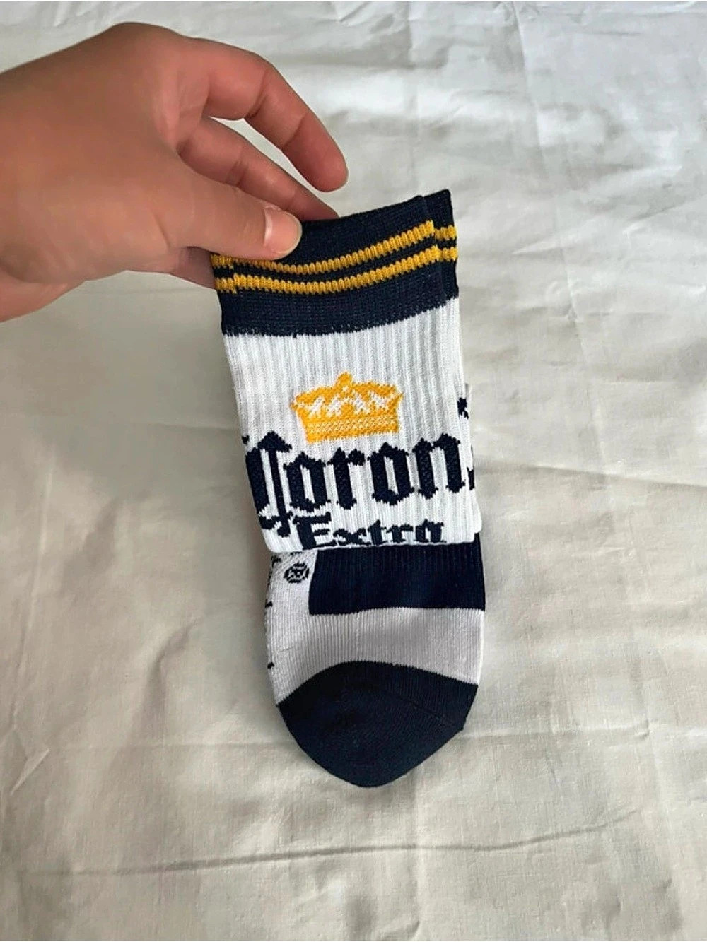 Corona Extra Crew Sock Crew Socks White & Black NWT